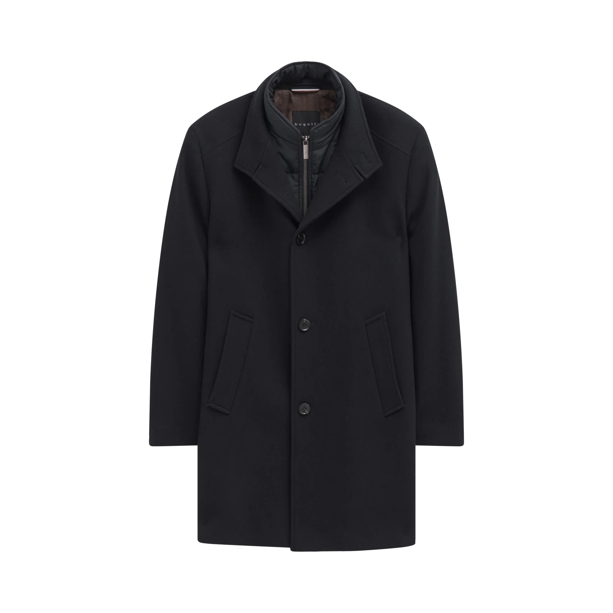 Bugatti - Wollmantel mit Stehkragen und herausnehmbarer Weste in Marine
