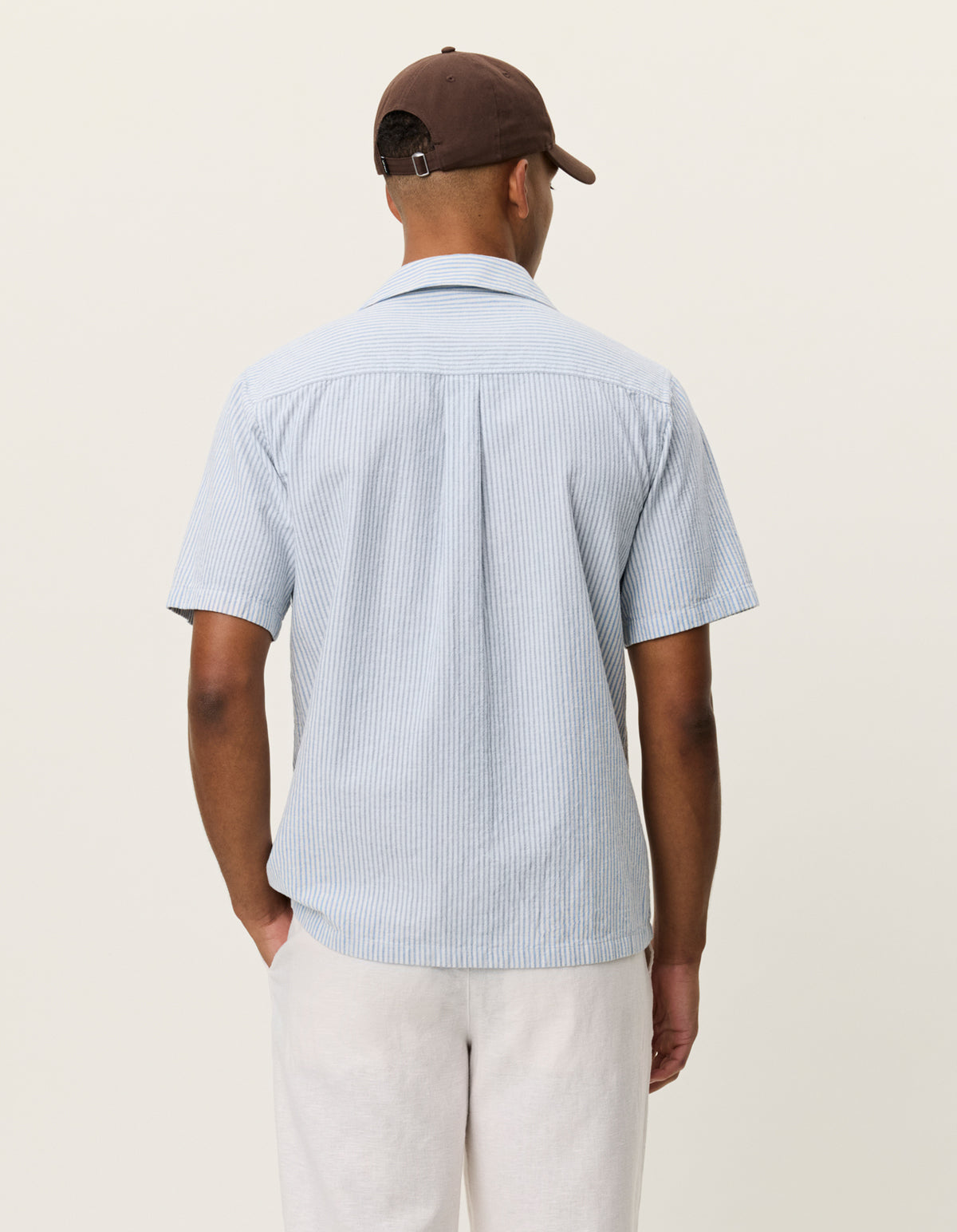 Les Deux - Kurzarmhemd mit Bowlingkragen in Bleu - Lukas