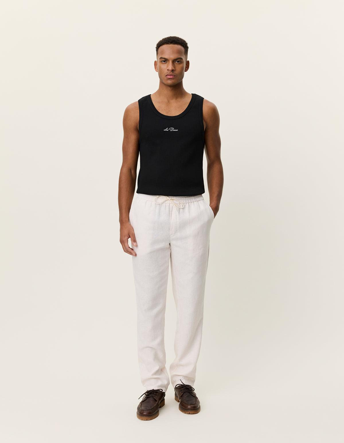 Les Deux - Stilvolle Leinenhose mit Tunnelzug in Offwhite - Patrick