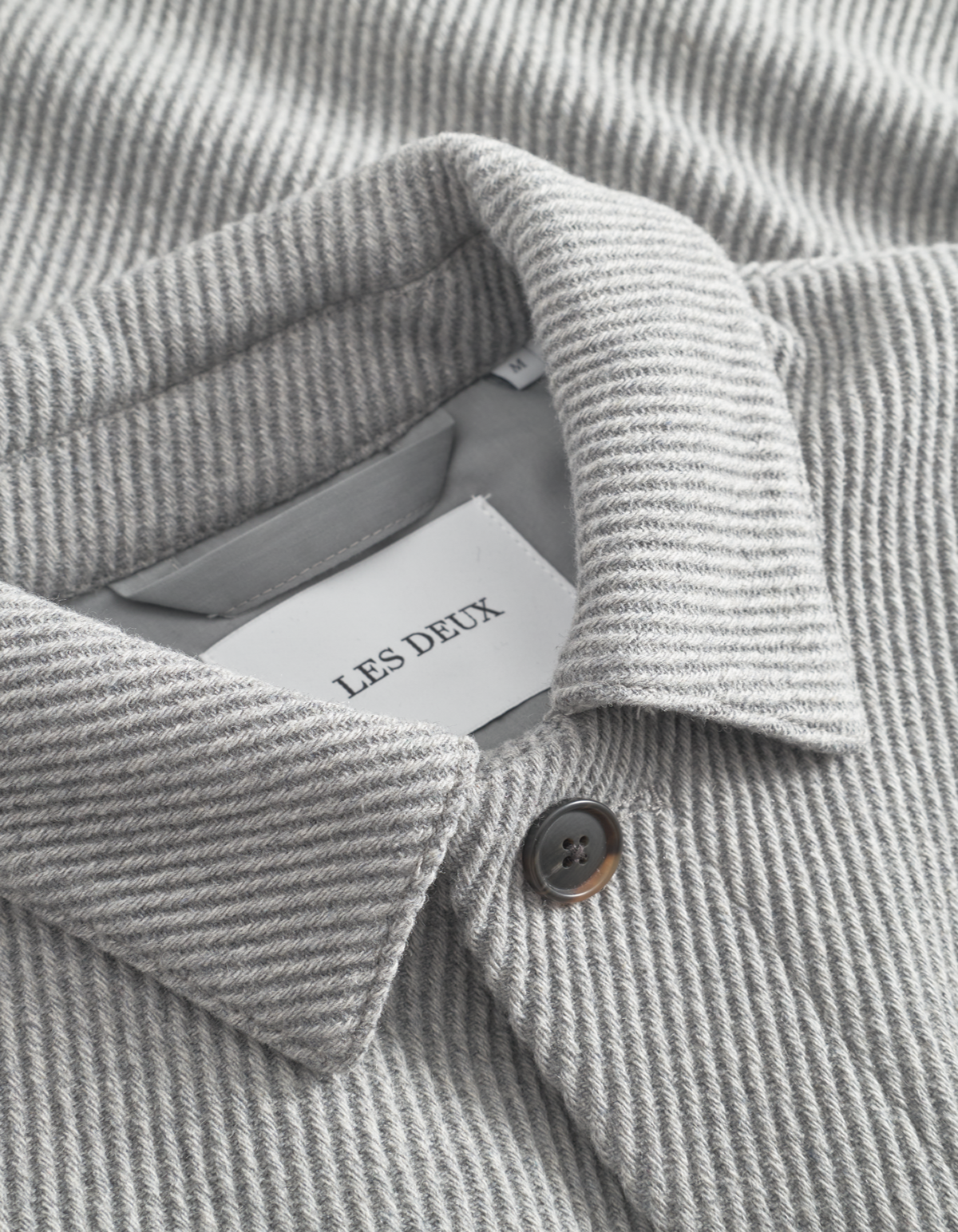 Les Deux - Hellgraues Overshirt in Fischgrät-Optik - Nash