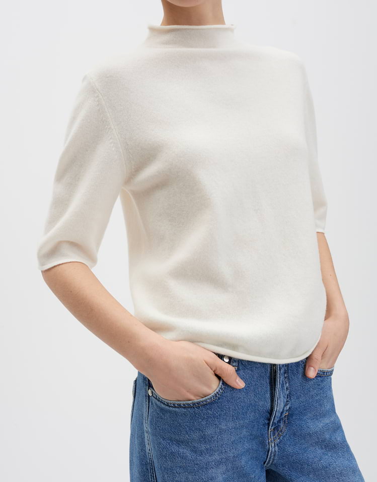 Someday - Kurzarmpullover aus reiner Wolle Regular Fit - Tumea