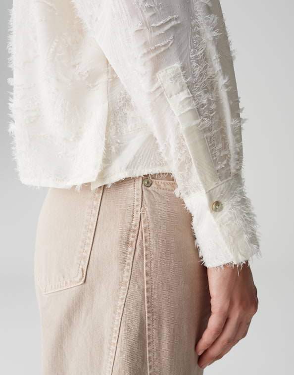 Opus - Boxy Hemdbluse mit feinem Fil Coupé Muster - Fenima