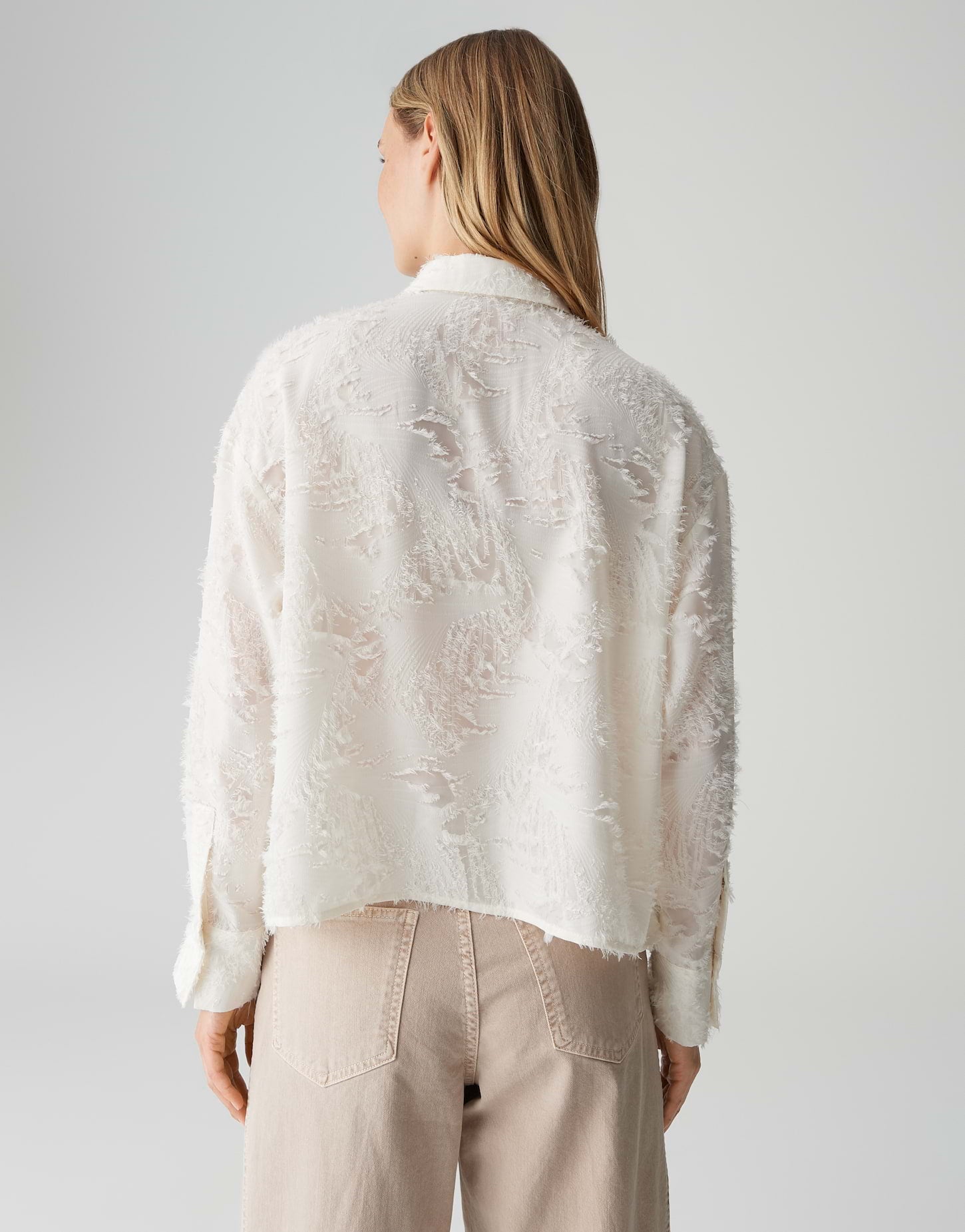 Opus - Boxy Hemdbluse mit feinem Fil Coupé Muster - Fenima