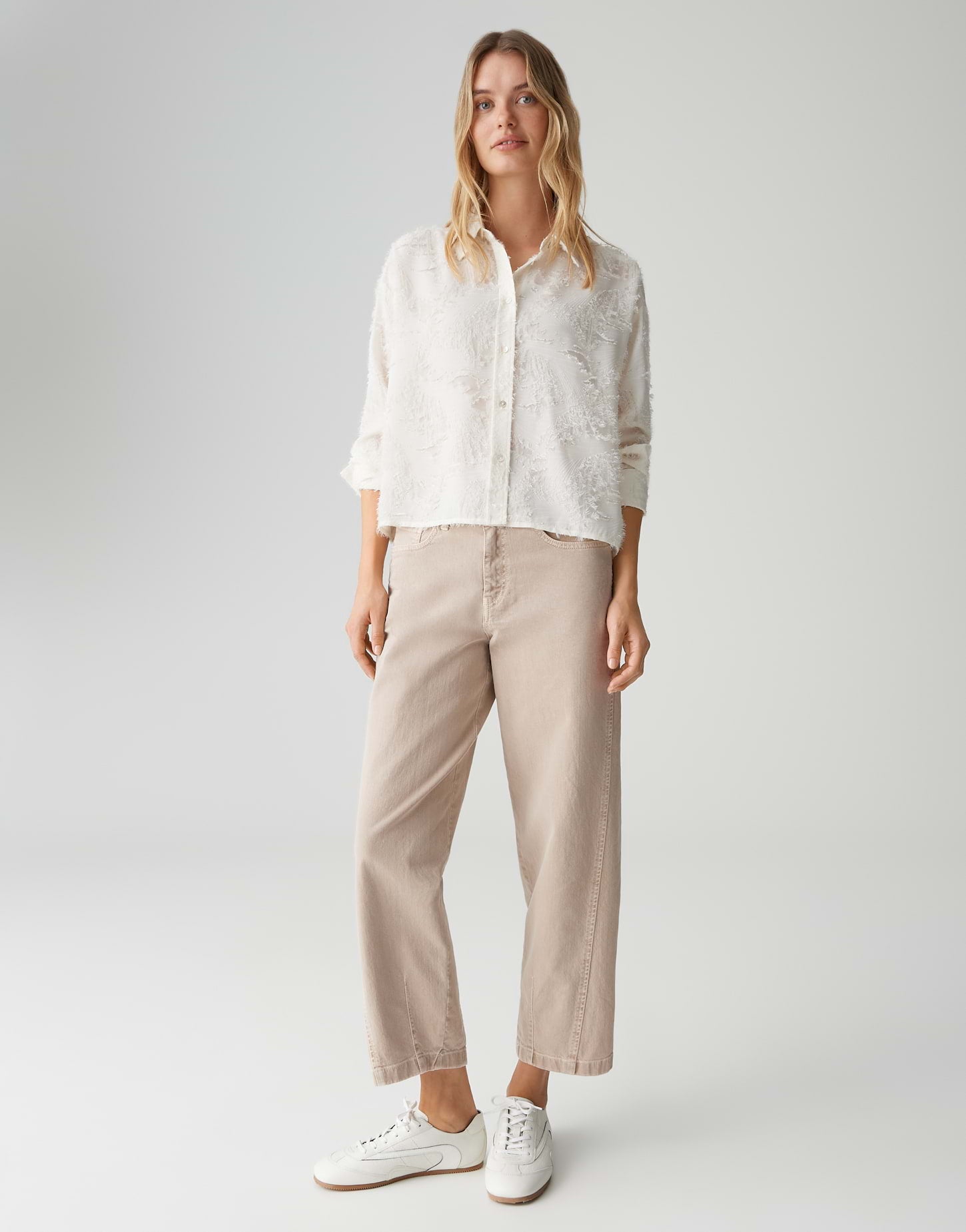 Opus - Boxy Hemdbluse mit feinem Fil Coupé Muster - Fenima