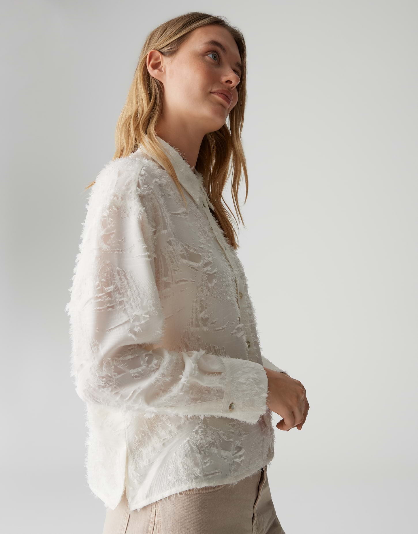 Opus - Boxy Hemdbluse mit feinem Fil Coupé Muster - Fenima