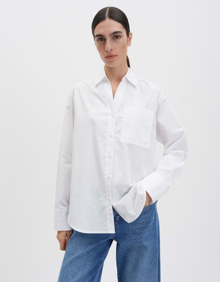 Someday - Hemdbluse aus nachhaltigem Baumwoll Popelin Loose Fit - Zamily