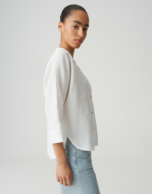 Opus - Luftige Stehkragenbluse aus reinem Leinen