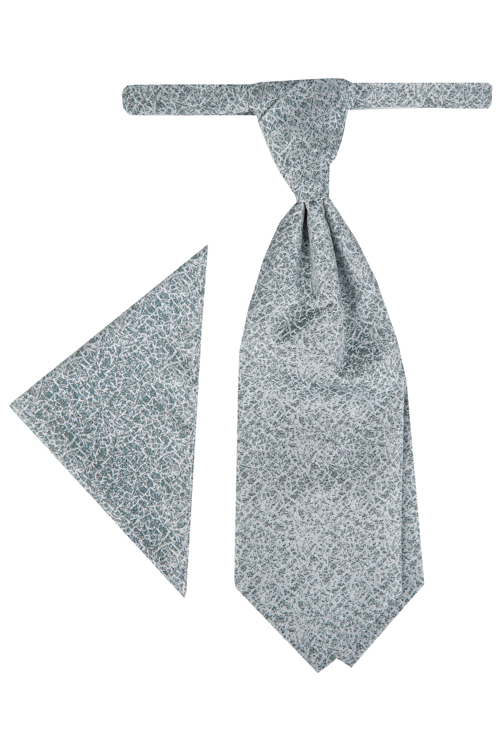 Wilvorst - Elegantes Plastron mit Einstecktuch in Grüner Struktur